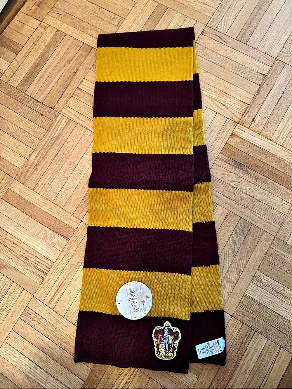 Harry Potter Gryffindor House Striped Knit Scarf with Crest Gold & Burgundy
